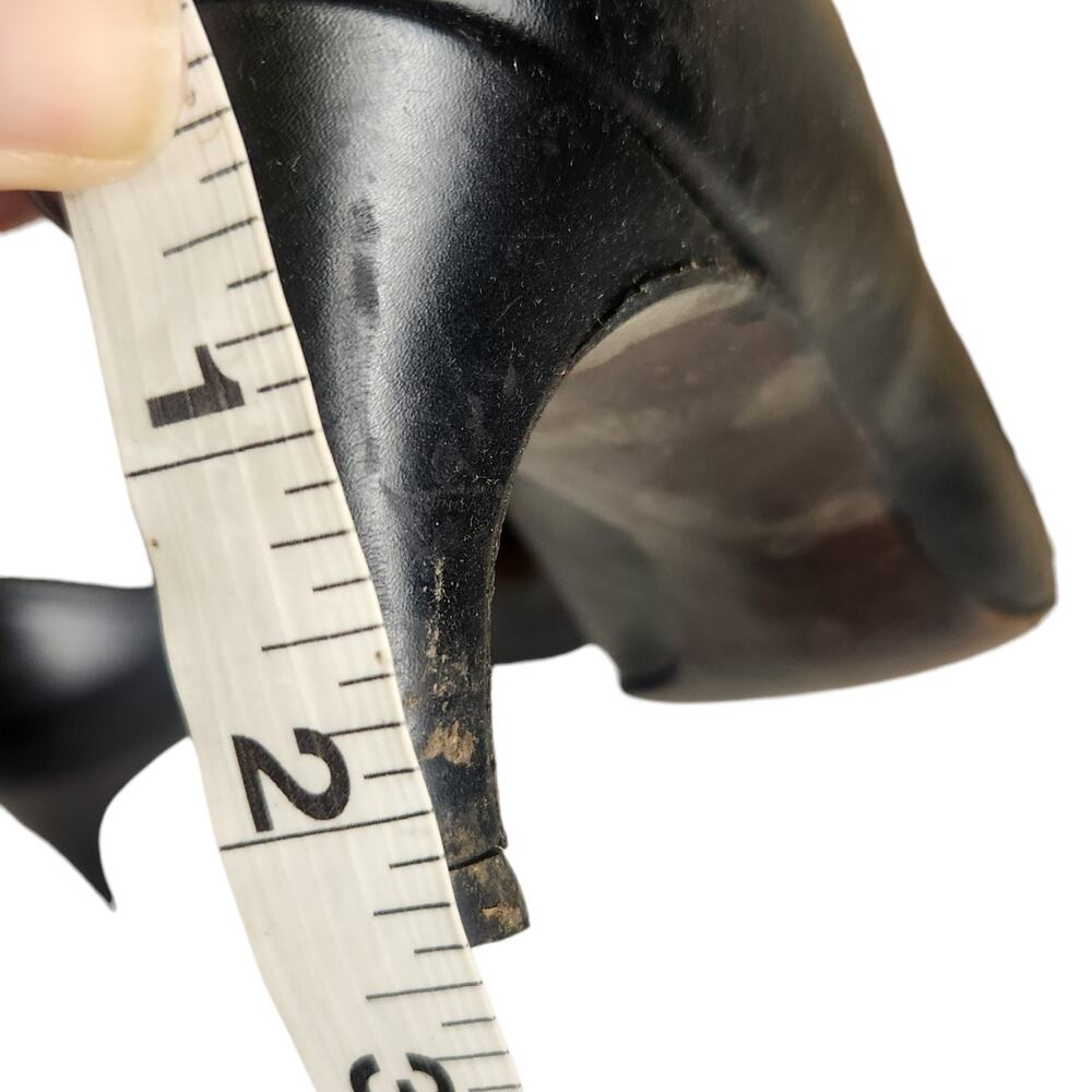 Vtg 50s Anna Silvestri Black Kitten Heels 6.5 N Pointed Toe Bow Cut Out Classy - Picture 9 of 11